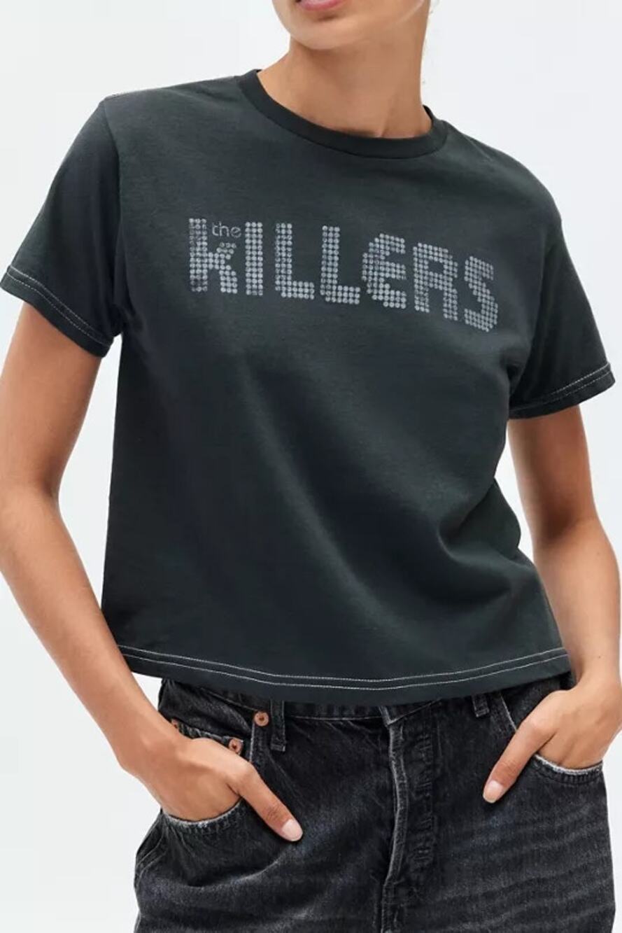 NWT Urban Outfitters Women's The Killers Graphic Baby Tee in Black size Large
